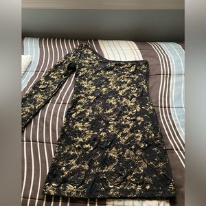 Black and gold one shoulder tunic or dress